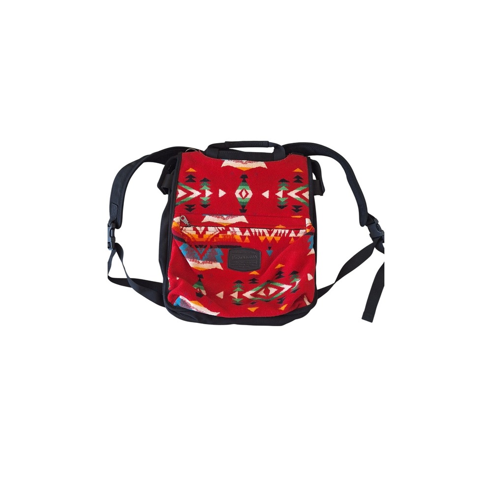 Pendleton Wool Southwestern Red Geometric Backpack Laptop Bag Commuter Canvas